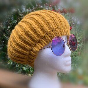 JMLE Seeded Rib Stitch Knit Wool Blend Beanie Hat